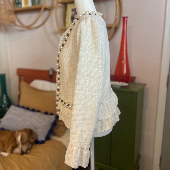 Boston Proper Cream Pearl-Embellished Jacket - Picture 6 of 10